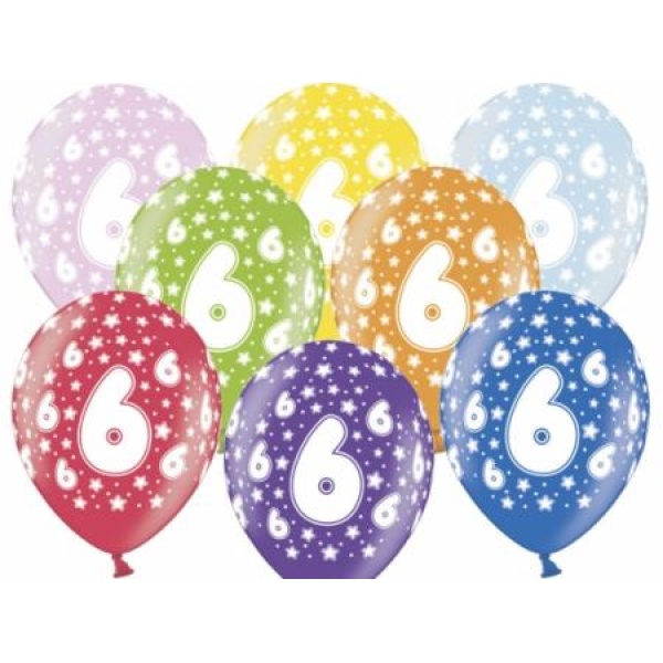 Balón číslo 6 metalický mix farieb, 35cm, 1ks