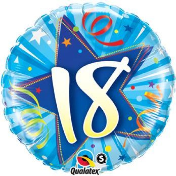 Balón fóliový 18. narodeniny modrý, 45cm
