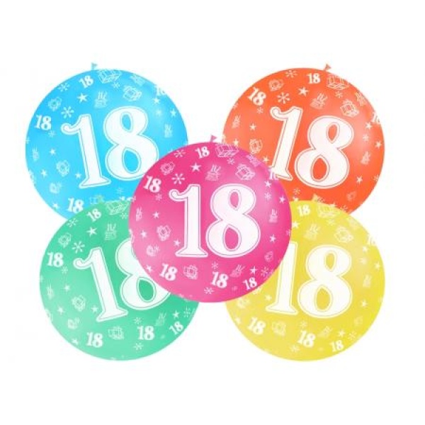Balón veľký rôzne farby 18. narodeniny, 100cm