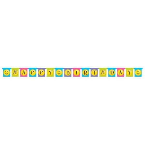 Girlanda nápis Happy Birthday smajlík, 220cm