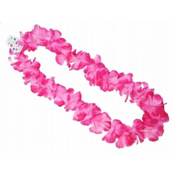 Havajský náhrdelník ružové kvety, 100cm
