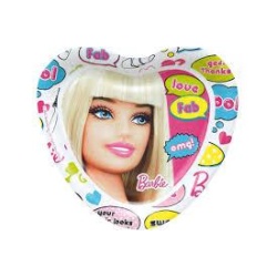 Papierové taniere Barbie love, srdce, 23cm, 8ks