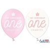 Balóny 1. narodeniny, ružové a priesvitné, 30cm, 1ks