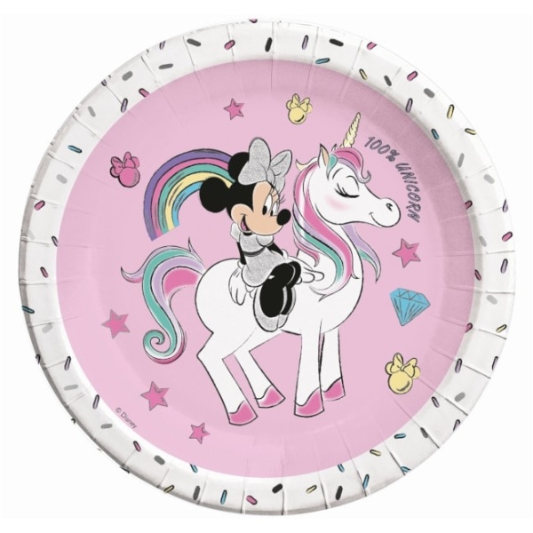 Papierové taniere Minnie Unicorn, 23cm, 8ks
