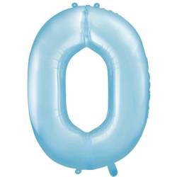 Fóliový balón číslo 0, bledomodrý, 86cm