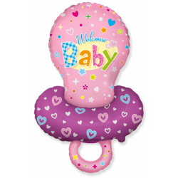 Fóliový balón Welcome Baby ružový, 61cm