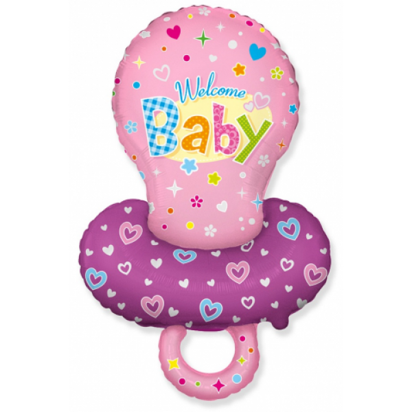 Fóliový balón Welcome Baby ružový, 61cm