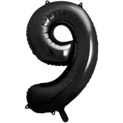 Fóliový balón číslo 9, čierny, 86cm