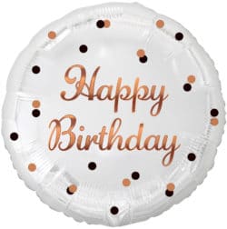 Fóliový balón Happy Birthday bielo ružovozlatý, 45cm