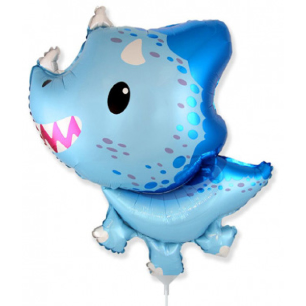 Fóliový balón Baby Triceratops modrý, 35cm