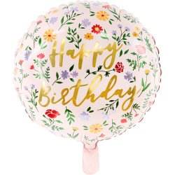 Fóliový balón Happy Birthday bledoružový, 45cm