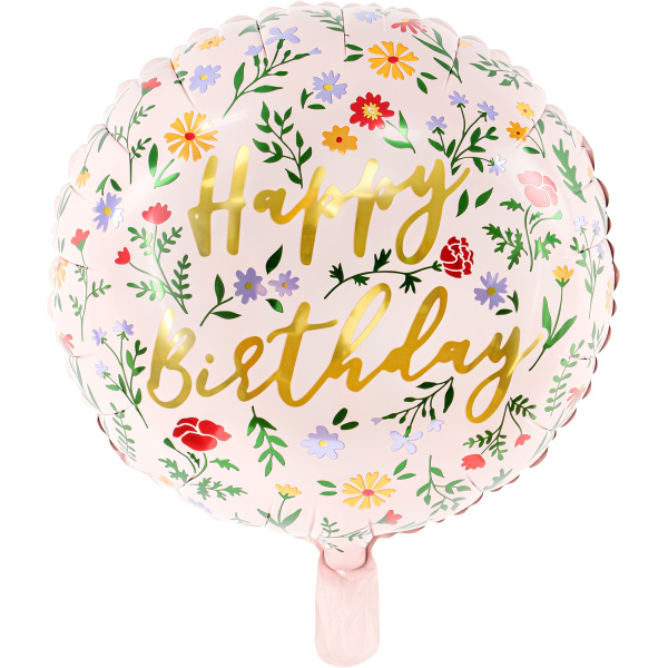Fóliový balón Happy Birthday bledoružový, 45cm