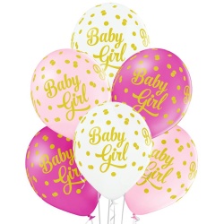 Balónový set Baby Girl s bodkami, 6ks