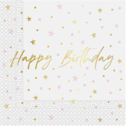 Servítky Happy Birthday s hviezdičkami, 20ks