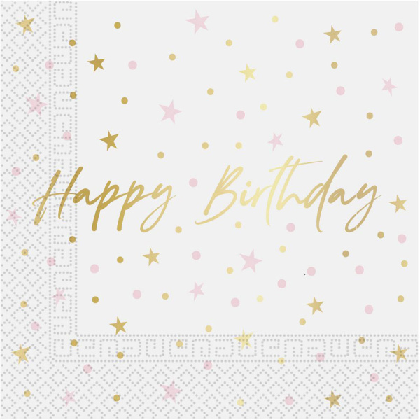 Servítky Happy Birthday s hviezdičkami, 20ks