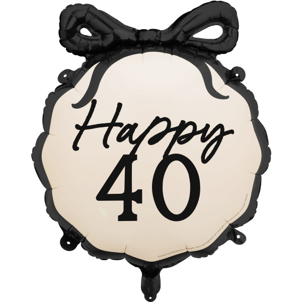 Fóliový balón s mašľou Happy 40, 45 cm