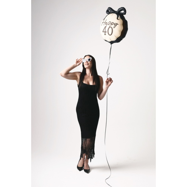Fóliový balón s mašľou Happy 40, 45 cm - Image 3